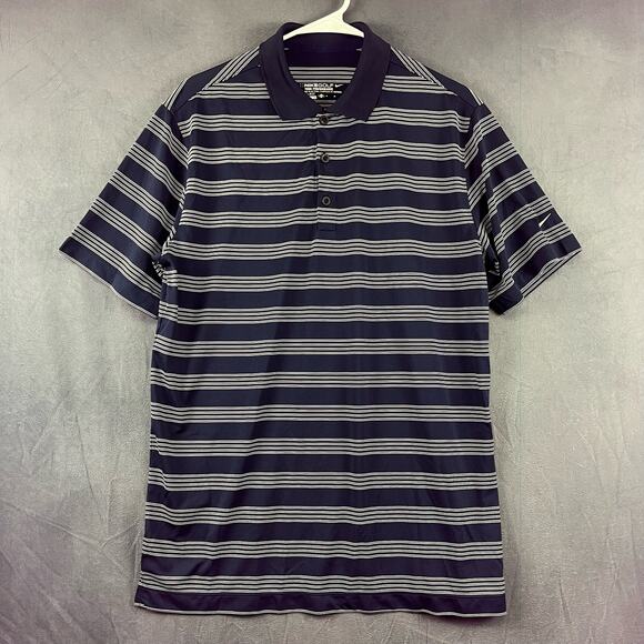 Nike Men's Medium Golf Polo Tour Performance Dri-Fit Horizontal Lines Shirt Prep - Picture 1 of 10